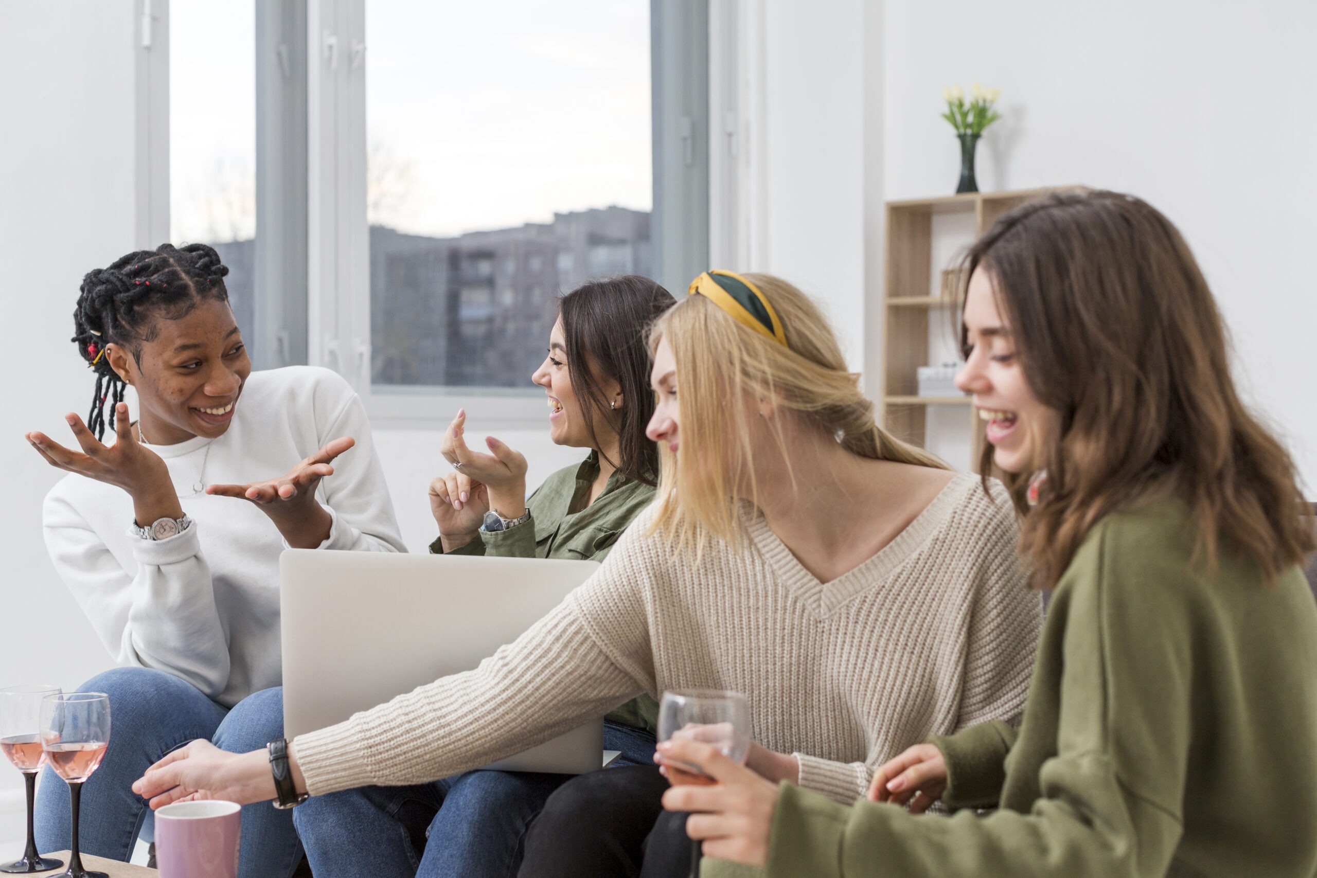 Friends having casual conversation