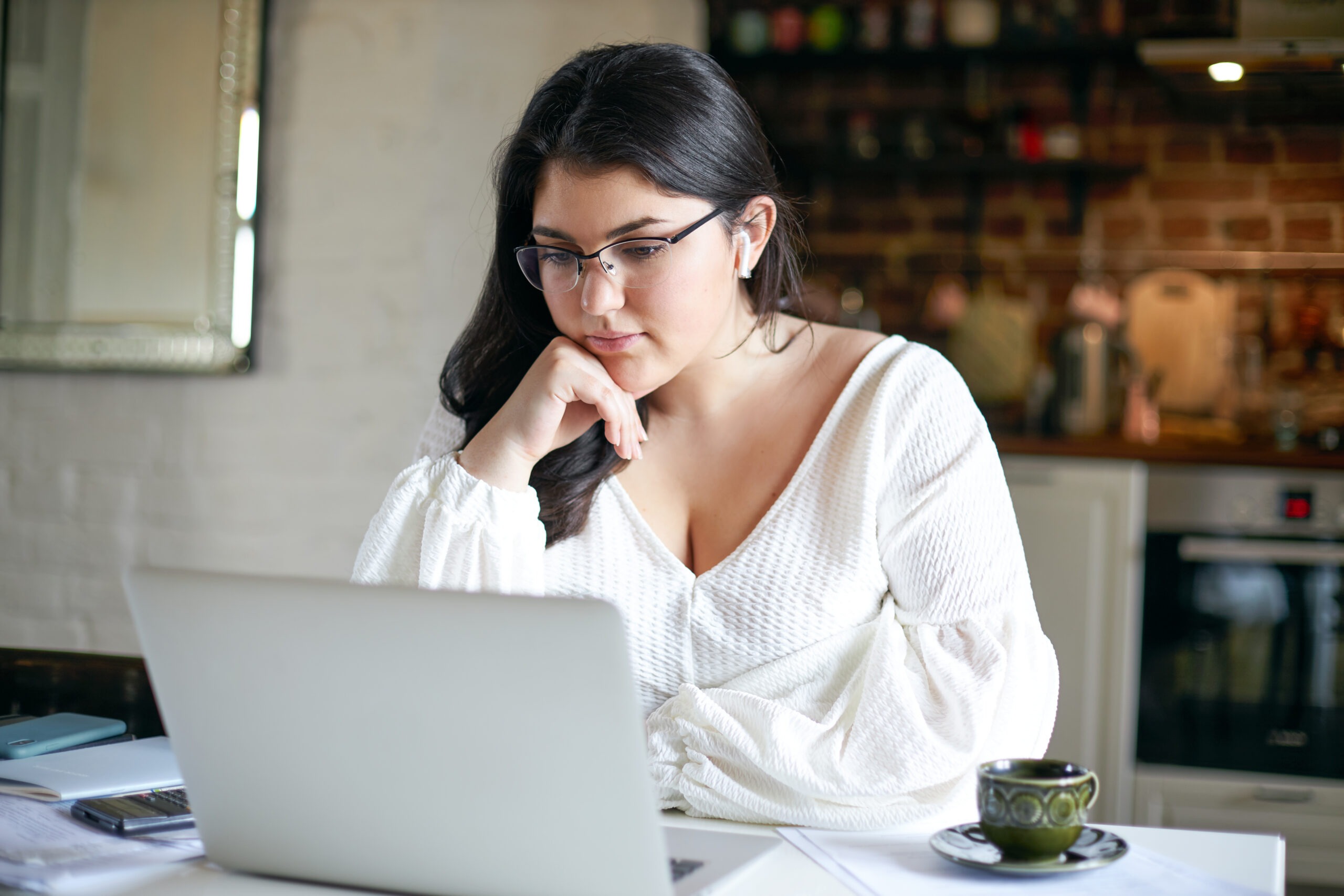 Woman working on laptop