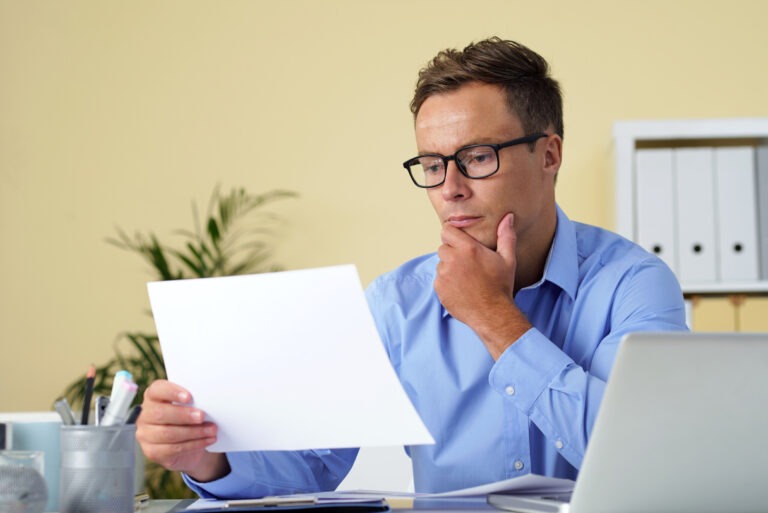 Man reviewing important documents
