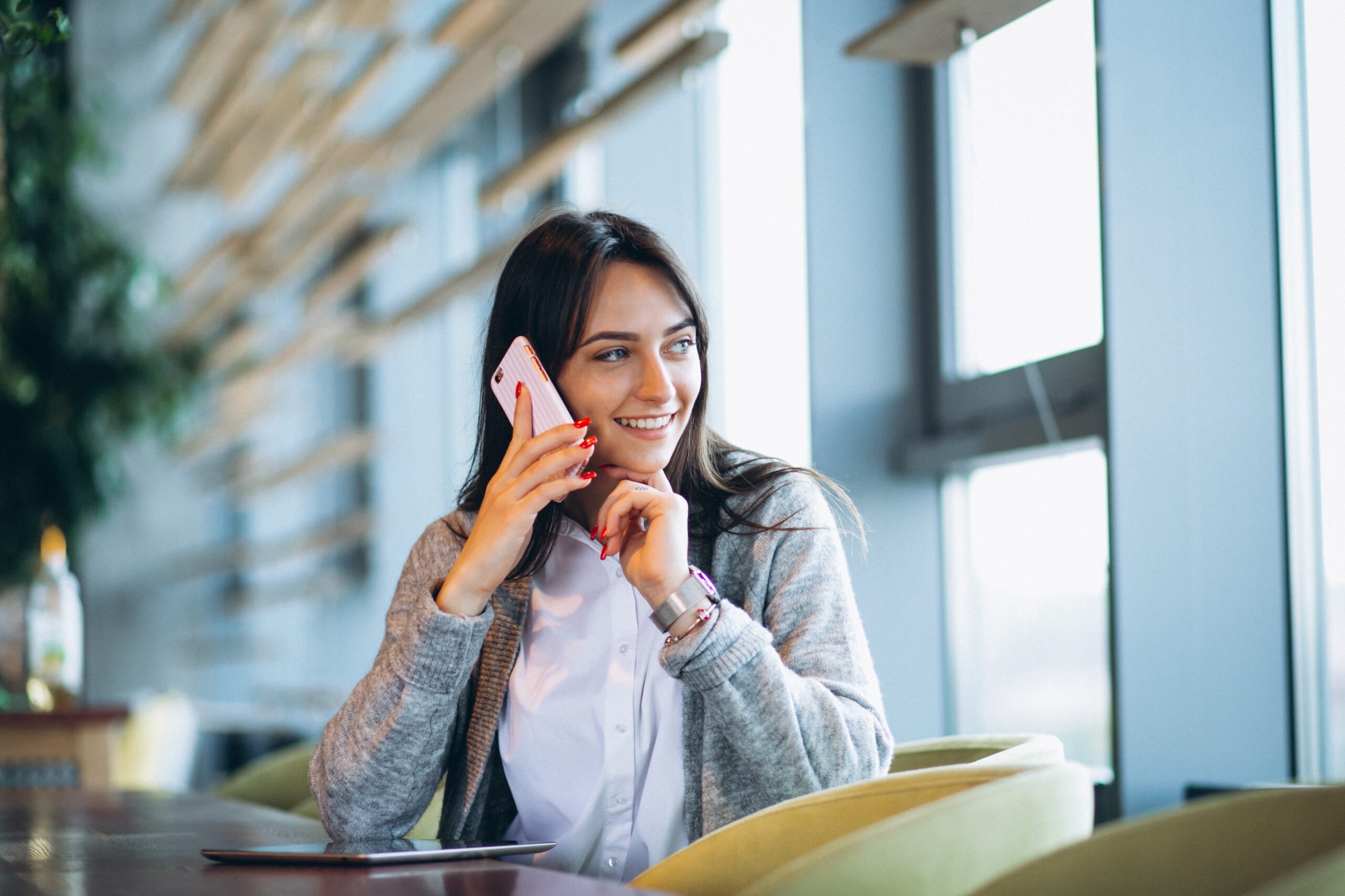 Woman taking a phone call