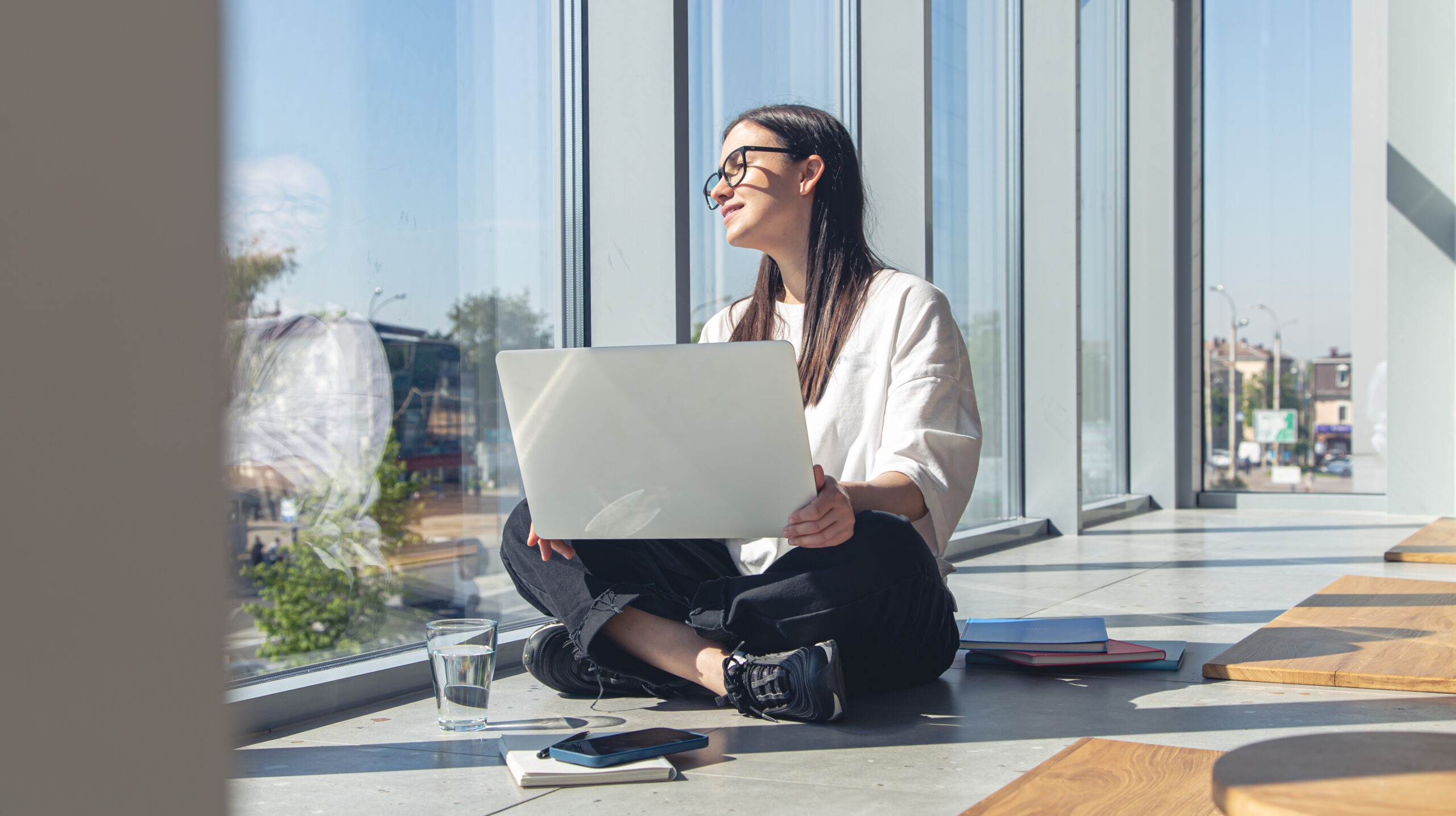Woman working on laptop